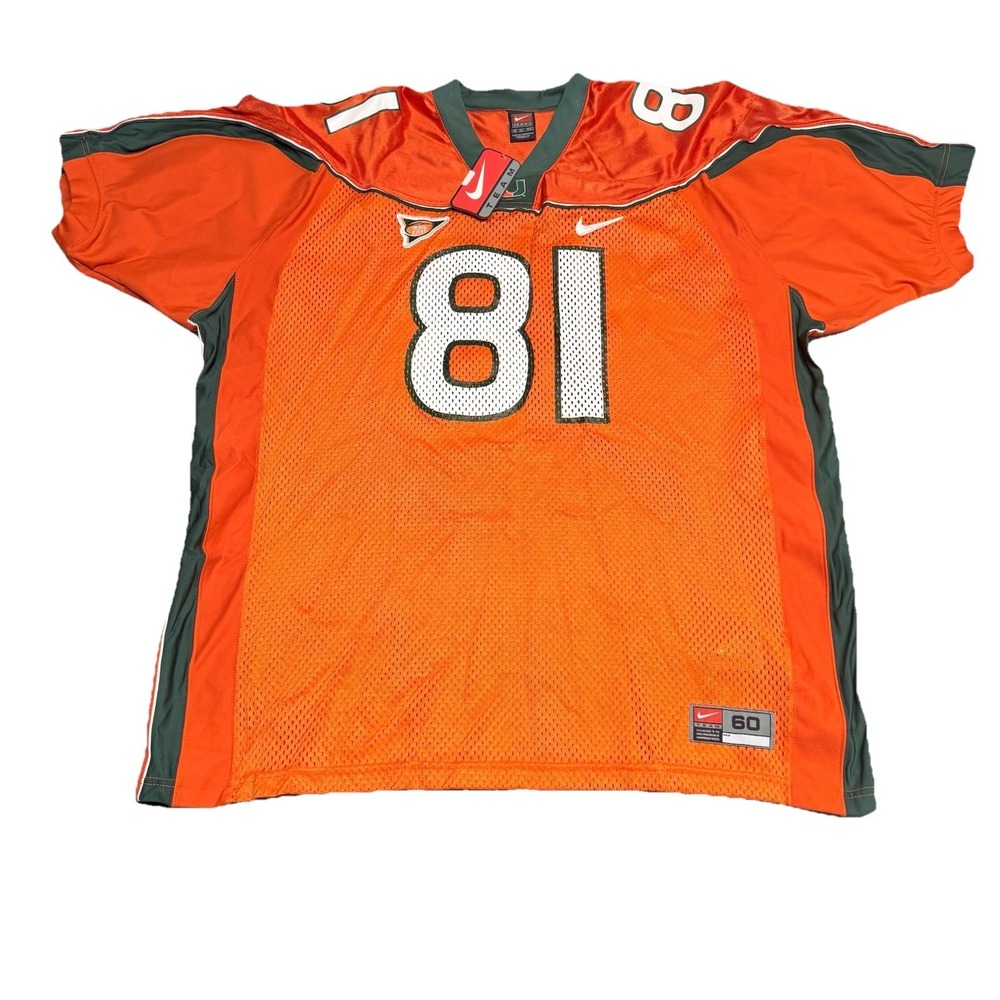 NWT Nike Vintage Miami Hurricanes Mens Jersey sz 60 Orange Big East Patch